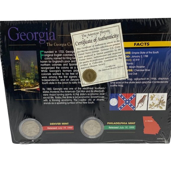 GEORGIA (GA) Colorized State Quarter NEW Philadelphia & Denver Mint - Picture 2 of 2